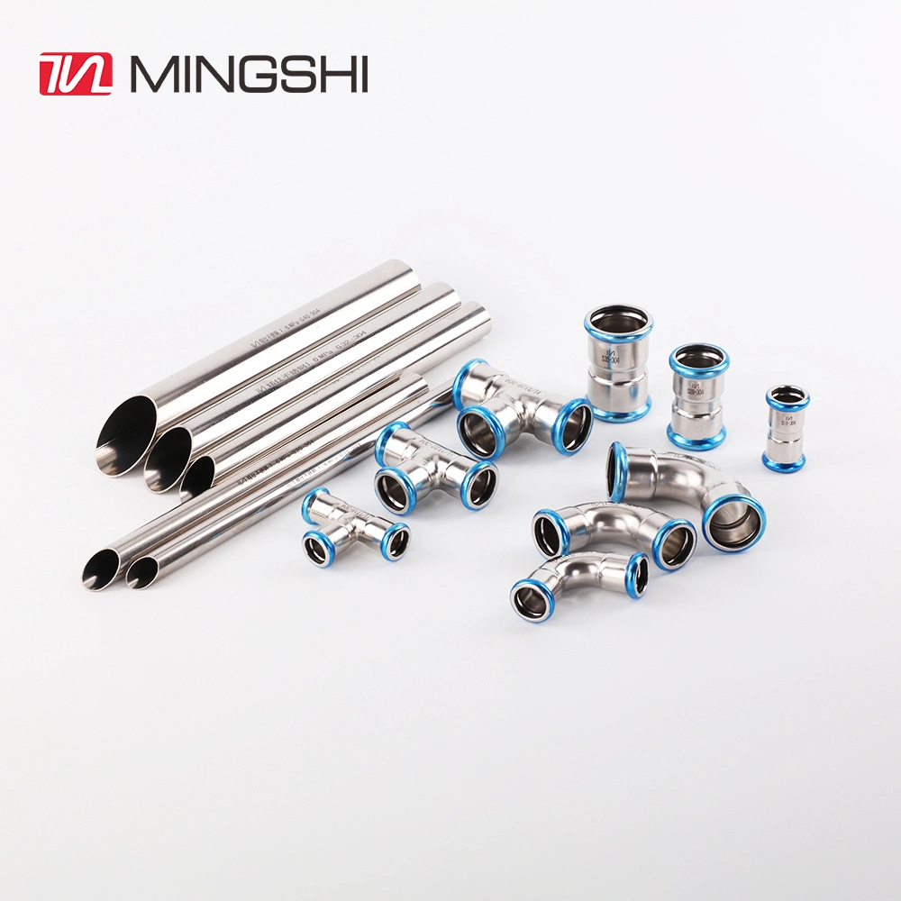 Mingshi Plumbing Materials Floor Heating and Water Supply System V Type Press Stainless Steel Pipe