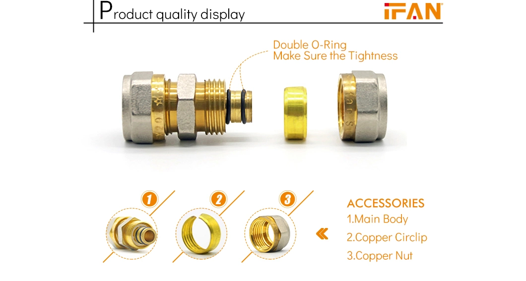 Ifan Pex Pipe Brass Poly Compression Press Expansion Crimp Male Female Threaded Coupling Elbow Tee Fittings