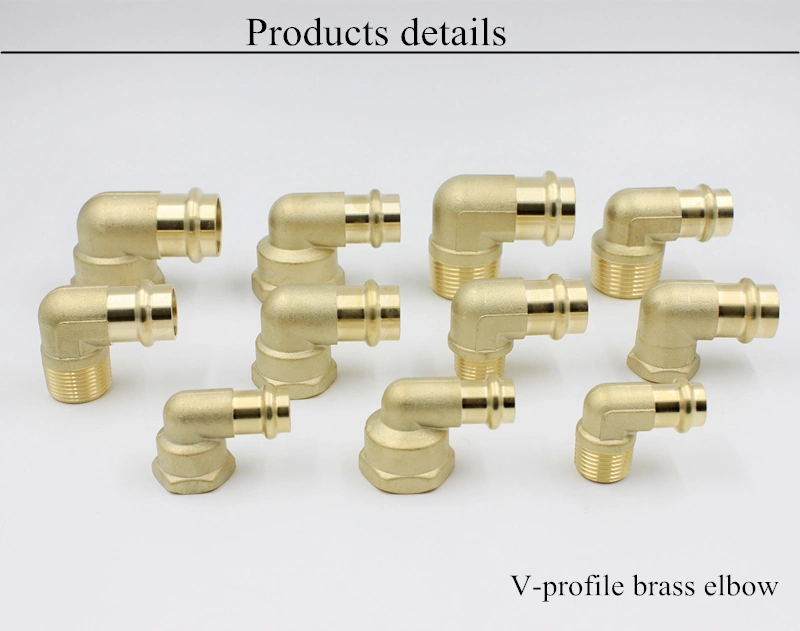 Brass V-Press Series Elbow Pipe Fittings for Water Supply and Drainage
