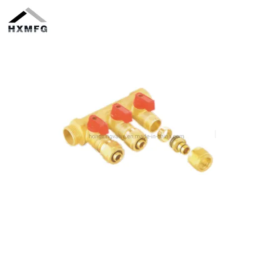 Mf Thread Connection Brass Pex Press Fitting Manifold with Ball Valve 