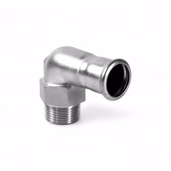Good Quality Stainless Steel Iron Pipe Fittings Carbon Steel Compression Push Fit Tube Press Fitting Stainless Steel 304 M V Profile 90 Degree Elbow Pipe Press