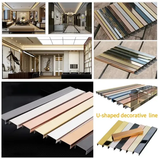 201 304 Decorative Stainless Steel U Profile/ Strip/ Trim/ Patti Stainless Steel Square Pipe for Wall Decoration 