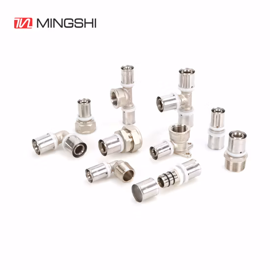Mingshi Plumbing Materials Floor Heat Water Supply Pexalpex Pipe Fittingu, Th, Multijaw with Watermark/Acs/Aenor Certificate Reduced Tee Press Brass Fittings