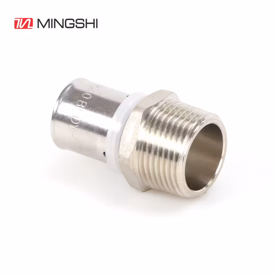 Mingshi Equal Tee Brass U Profile Press Fittings for Pluming Multilayer Pex Pert Water and Gas Pipe